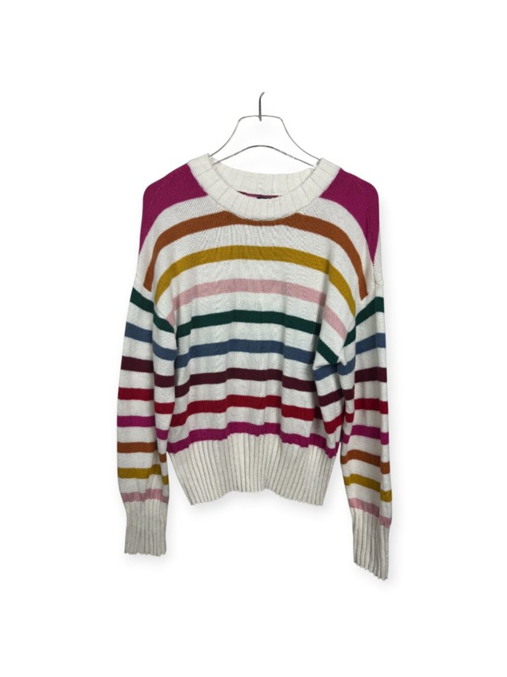 Gop Multicolor Stripe Cotton Blend Crew Neck Sweater Women's Large